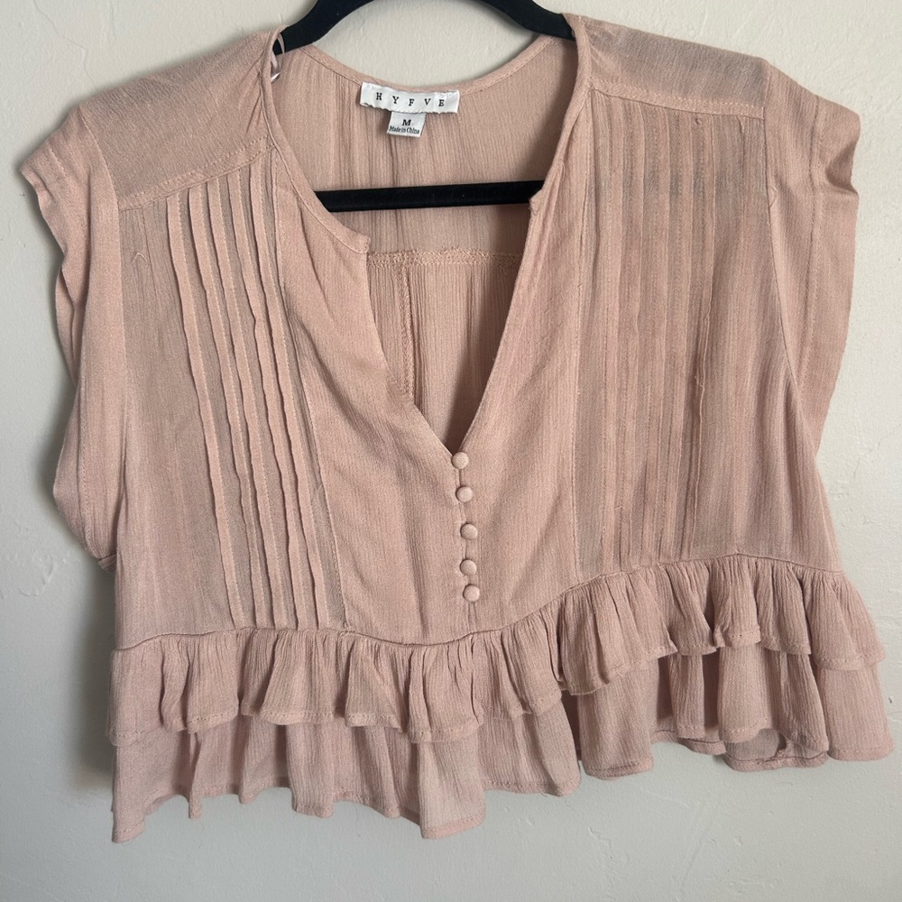 HYFVE Blush Ruffled Blouse Size Medium
